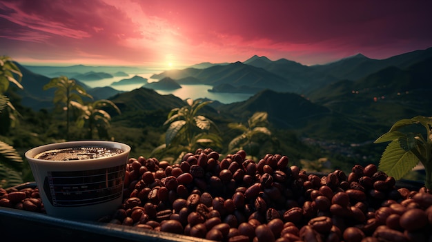 Wide angle focus on a coffee field