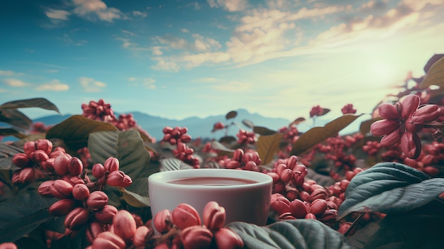 Wide angle focus on a coffee field