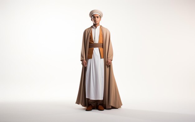 Photo wide angle muslim traditional dress portrait