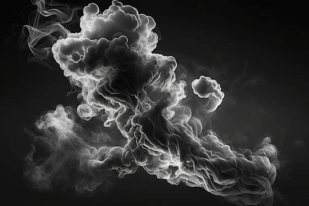 A wide angle shot of an abstract smoke or fog motion isolated on a black background Background