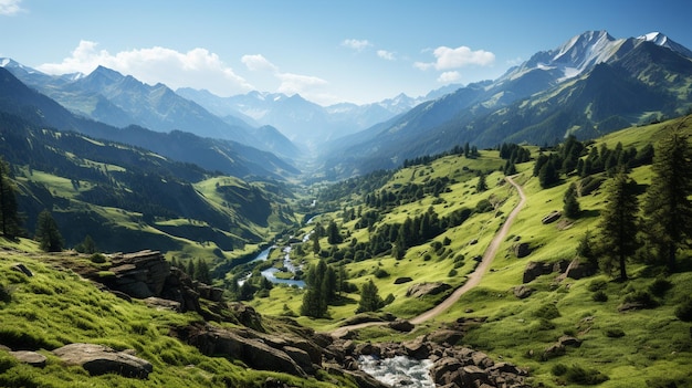 Wide angle shot of trees and forests on a mountain