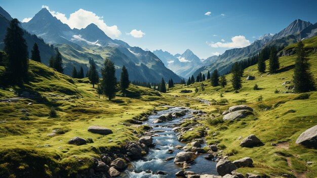 Wide angle shot of trees and forests on a mountain