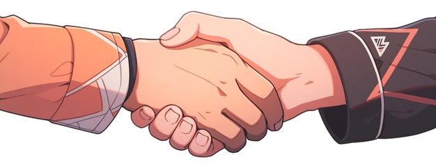 Photo wide banner of two people shaking hands illustration in white background