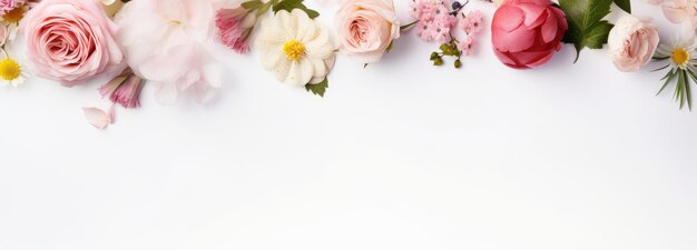 Wide and beautiful flowers in front of a white background leave blank advertising background