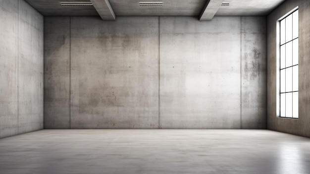 Photo wide empty wall with floor and sunlight created with generative ai technology