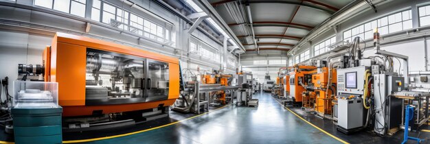 Wide format CNC machine tools at work in a modern factory