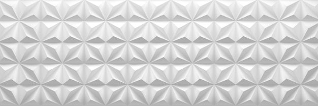 Wide geometric banner with repeating pyramids square architectural tiles. 3d illustration.