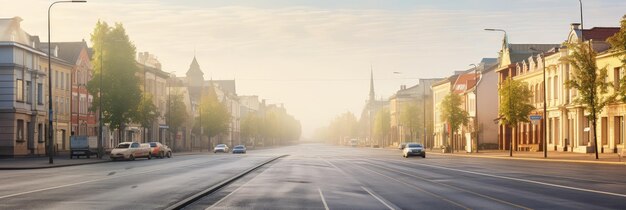 Фото Широкая панорама пустая европейская древняя уличная архитектура туристические пейзажи