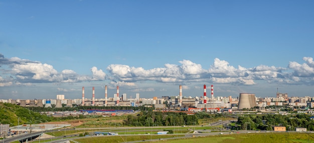 Wide panorama of the industrial district of Moscow