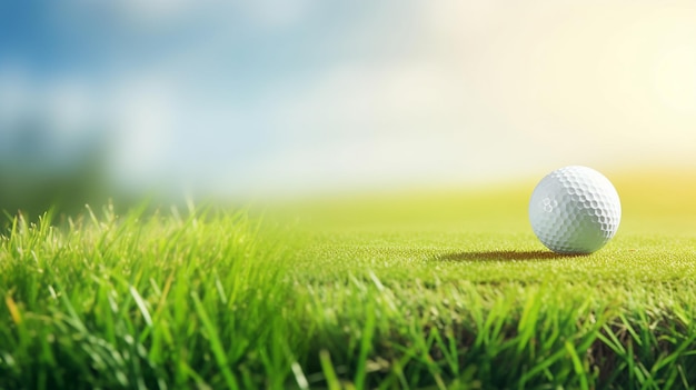 Wide Panoramic Banner of Golf Club and Ball in Grass