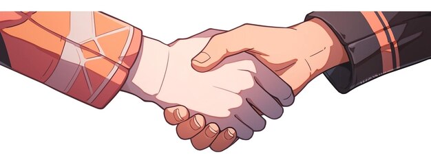 Photo wide poster of shake hands illustration with white background