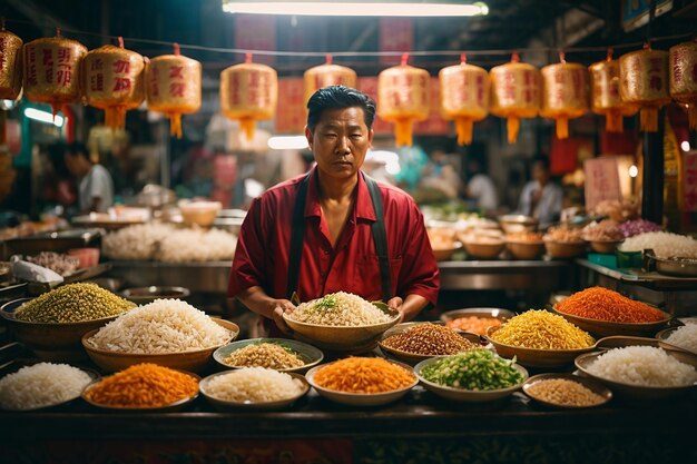 wide range choices of asian dishes economy rice or mixed rice stall hawker food