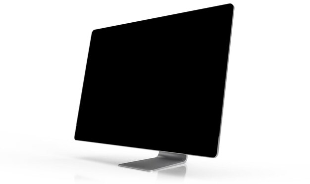 Photo wide screen thin frame modern computer monitor with blank screen isolated on white background