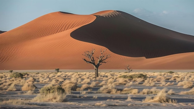 Wide shot of a beautiful view of the namib desert in africa