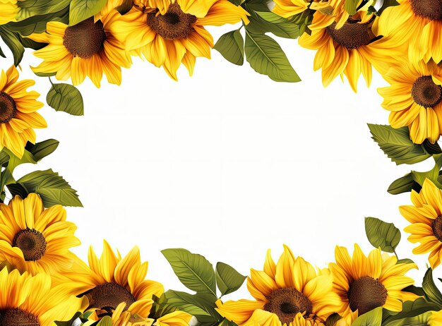 wide sun flower frame in the style of high resolution