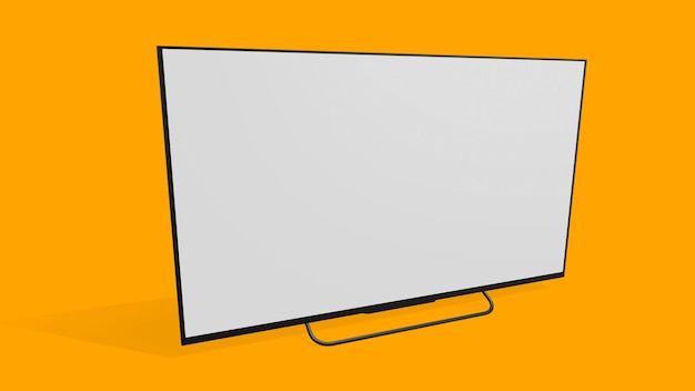Фото Широкий экран телевизора макет с боковой перспективой, изолированные на желтом фоне