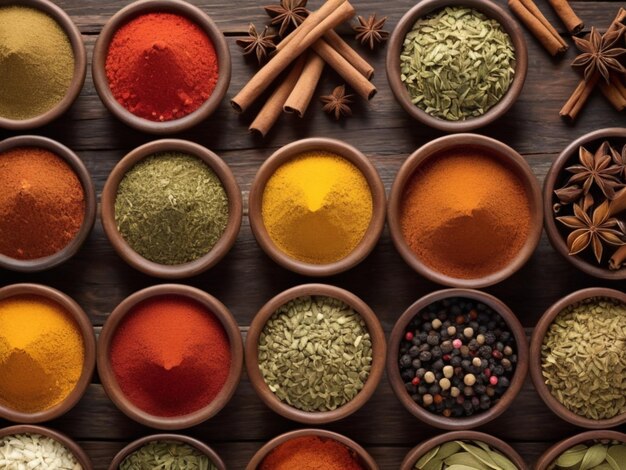 Wide variety spices and herbs