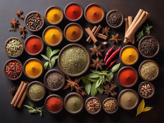 Wide variety spices and herbs