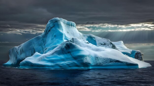 Photo wideangle image of an iceberg in calm waters