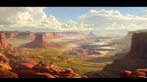 A wideangle photo of the Utah landscape specifically showcasing the Valley of the Gods