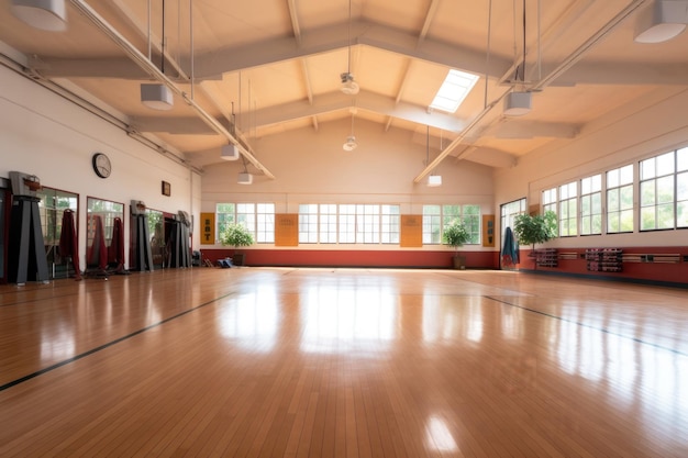 Wideangle view of a spacious and welllit gym created with generative ai