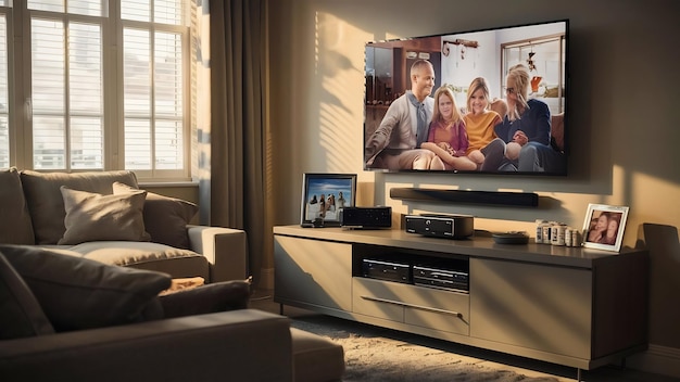 Widescreen tv and sideboard in living room