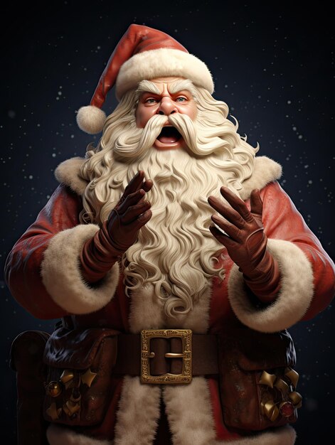 Photo wideshot santa claus gesturing shhhh and finger on face generative ai