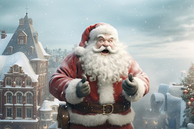 Photo wideshot santa claus gesturing shhhh and finger on face generative ai