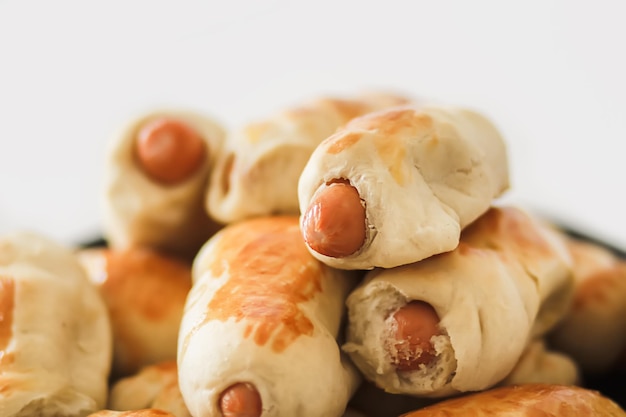 Wiener dough or piglets close up Homemade food