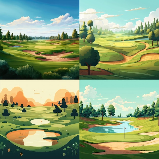 wiew of a golf course as if it was picture of a real golf course with a nice golf Generative ai