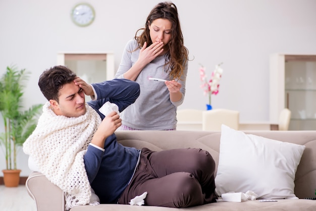 Wife caring for sick husband at home