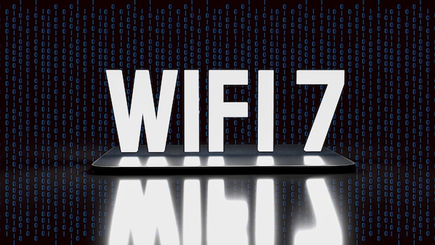 技術またはインターネットの概念 3 d レンダリングのためのモバイル上の Wifi 7