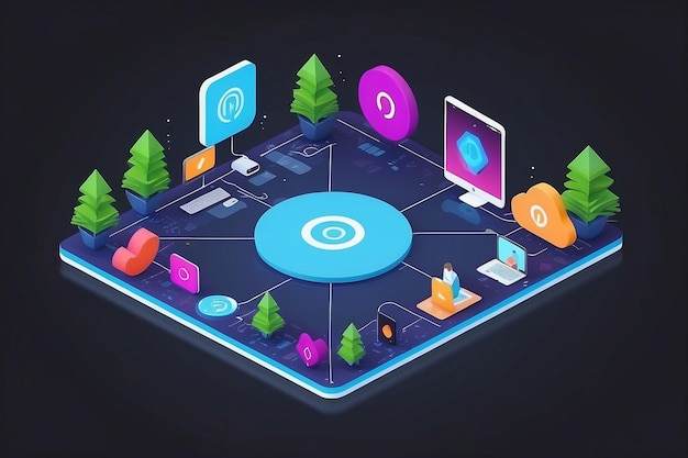 Photo wifi connected concept in 3d isometric flat design