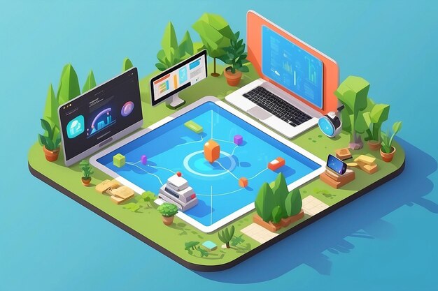 wifi connected concept in 3d isometric flat design