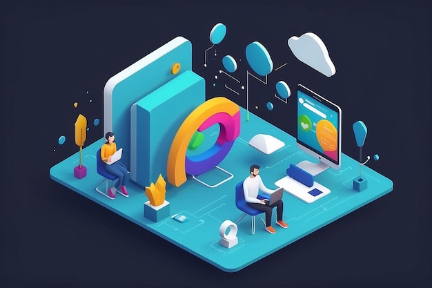 wifi connected concept in 3d isometric flat design