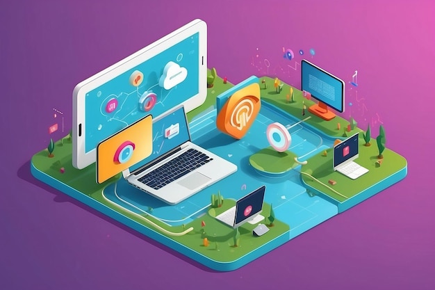wifi connected concept in 3d isometric flat design