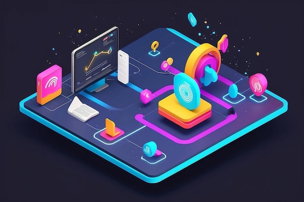 wifi connected concept in 3d isometric flat design