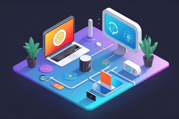 wifi connected concept in 3d isometric flat design