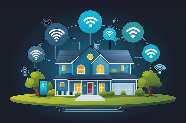 Photo wifi connected smart home with automated systems for convenience and security