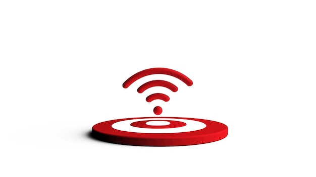 Wifi en doelpictogram geïsoleerd op witte achtergrond 3D-rendering