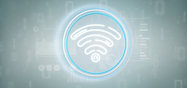 Wifi icon with stats and binary code 