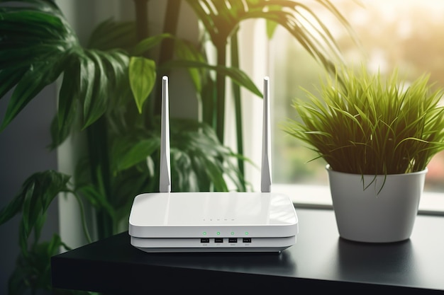 Foto router wifi con piante