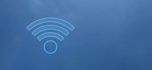 Foto simbolo wifi sullo sfondo blu del cielo