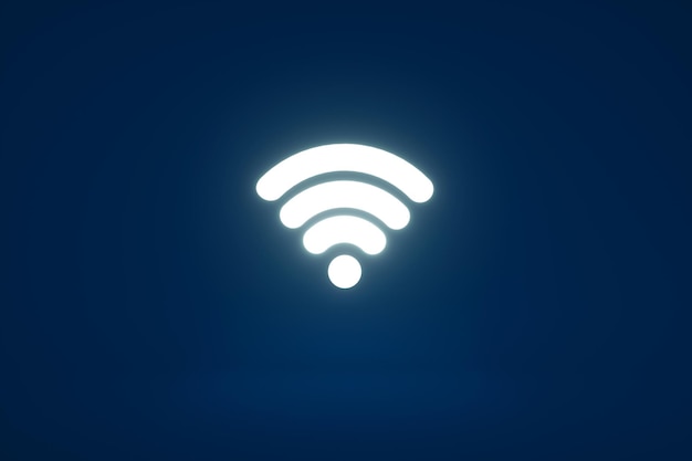 Wifi-symbool over blauwe achtergrond 3D-rendering