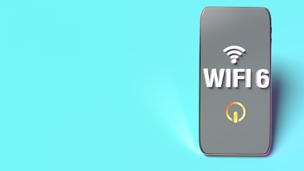 Фото Слово wifi6 на умном переводе телефона 3d для содержимого сети.