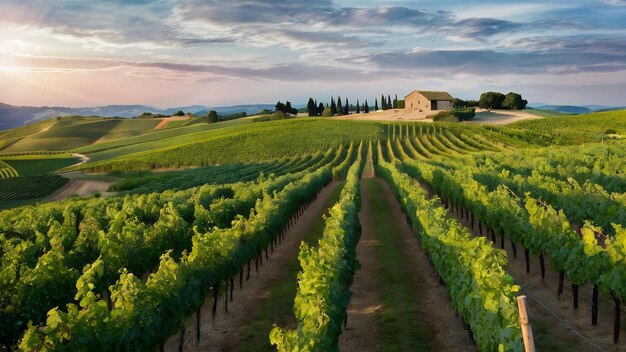 Wijngaardlandschap in Toscane, Italië