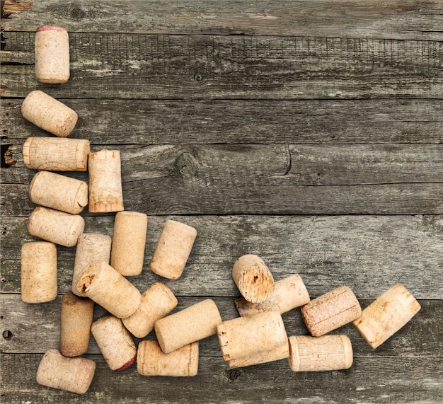 Wijnkurken grens op houten achtergrond