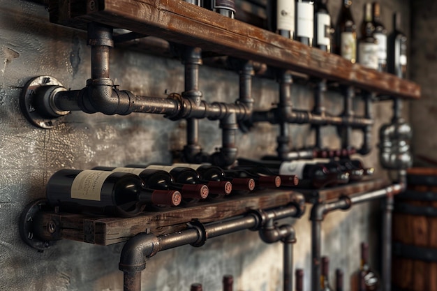 Foto wijnrekker in industriële stijl