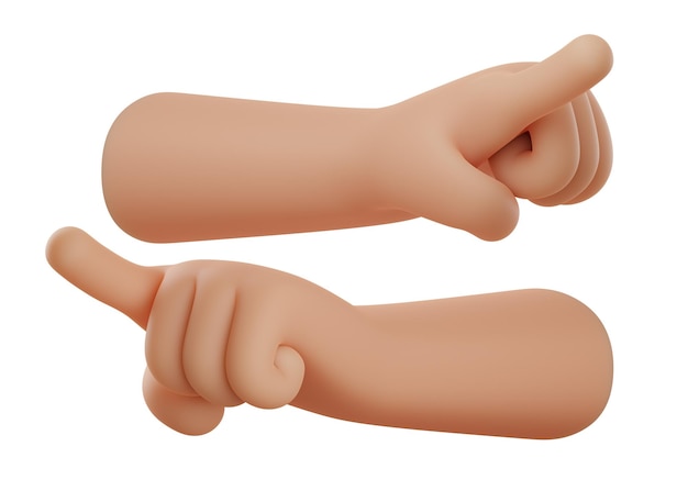 Wijsvingerpictogram Set van 3D-handen die naar links en rechts wijzen en richting aangeven Wijsvingergebaar