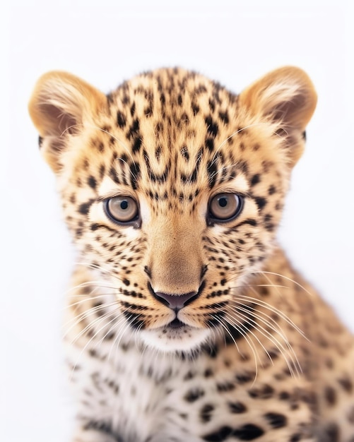 Wild animal face portrait on isolated white background